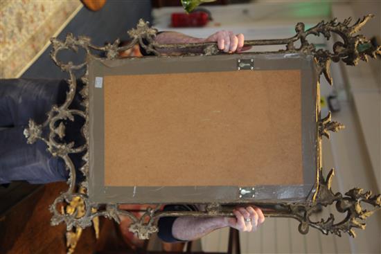 A George III giltwood carved and gesso wall mirror, 4ft 5in x 2ft 3in.